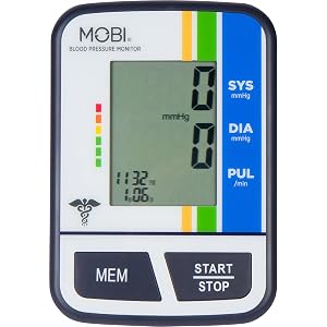MOBI Upper-Arm Blood Pressure Monitor, Measures Systolic, Diastolic, Convenient for Caretakers, Stor...