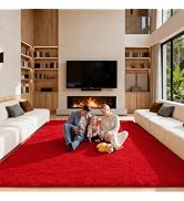 Ehayx Red 9x12 Area Rug for Living Room, Soft Fluffy Large Rugs for Bedroom, Shag Non-Slip Carpet...