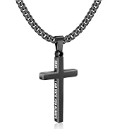 Gnamy Cross Necklace for Men Boys Stainless Steel Bible Verse Cross Pendant with Cuban Link Chain...
