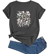 J&DHUASHA Women's Sunflower T-Shirt Short Sleeve Crewneck Floral Graphic Tees Summer Print Casual...
