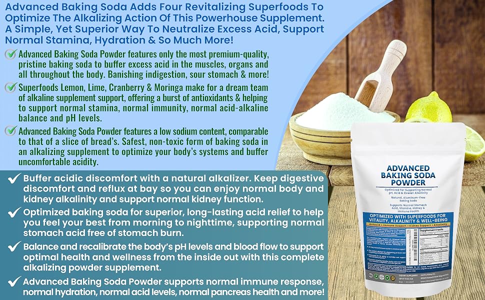 baking soda supplement, baking soda antacid, pH alkalizer