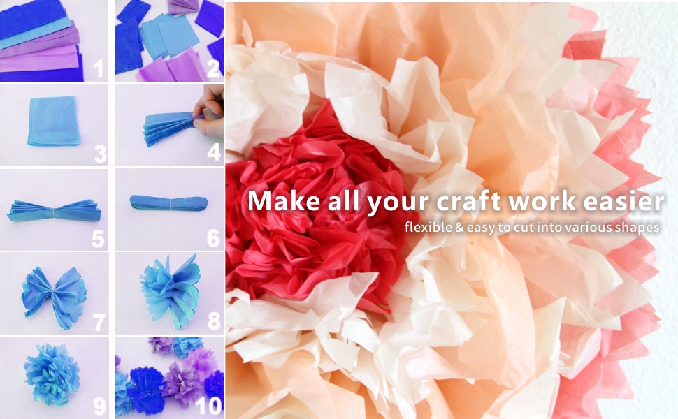 suitable for craft art paper projects including decoupage flower pom pom garland party decorations