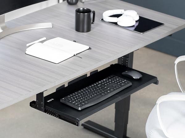 under desk mounted keyboard tray