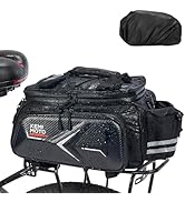 KEMIMOTO Hard Shell Bike Bag Rear Rack 20L Capacity, Carbon Leather Bicycle Trunk Bag with Waterp...
