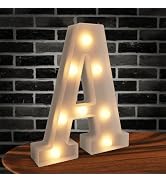 Light up Letters Marquee Letters, 26 Alphabet Battery Powered LED Lights Sign, Night Light White ...