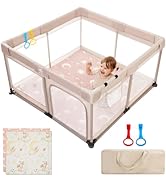 Joypony Baby Playpen with Mat, 50 * 50 in Play Pens for Babies and Toddlers, Baby Play Yards for ...