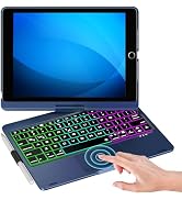 NOKBABO iPad 9th Generation Case with Keyboard 360° Rotatable Touchpad and 7 Color Backlight & Pe...