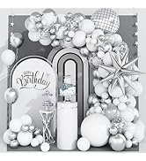 White and Silver Balloon Arch Garland Kit,White Silver Star Confetti Metallic Balloon Decoration ...