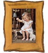 Golden State Art 5x7 Picture Frame Rustic Brown,Solid Wood&Bark Edge&Glass | 5x7 Picture Frame wi...