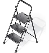 KINGRACK Folding 3 Step Ladder, Portable Ladder for Multi-Purpose, Home, Kitchen, Heavy Sturdy St...