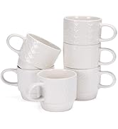 HORLIMER 10 oz Ceramic Coffee Mug Set of 6, White Coffee Cups with Handle for Tea, Latte, Cocoa, ...