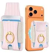 Obbii Magnetic Card Holder Wallet with Privacy Flap,Detachable (Pink Lines) | Obbii for MagSafe W...