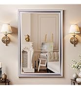 ROLOVE 24x34 Inch Brushed Rose Gold Frame Mirror for Wall, Ornate Baroque Wall Mirror, Large Vint...