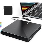 ORIGBELIE External CD DVD Drive, Portable USB C & A USB 3.0 DVD +/-RW Player Burner Reader Writer...
