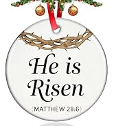 Easter Tree Ornaments,He is Risen Easter Ornaments for Tree Religious Christian Ceramic Keepsake ...