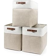 Bagnizer Large Fabric Storage Baskets | 50L Storage Bins, Decorative Linen Closet Baskets with Ha...