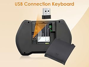 USB receiver on the back of the Android mini keyboard