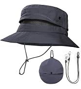 TXJ Sports Fishing Hat for Men Women, Foldable Sun Hat Breathable Bucket Hat UV Protection for Hi...