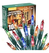 Minetom LED Multicolor Christmas String Lights, 100 Count 33 Feet LED Christmas Lights Bulb, Chri...
