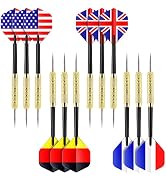 Ohuhu Steel Tip Darts, Professional Metal Darts with National Flag Flights (4 Styles) - Dart Meta...