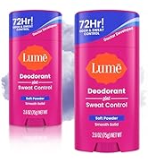 Lume Deodorant Plus Sweat Control - Smooth Solid Stick - Extra Strength Antiperspirant - 72 Hour ...