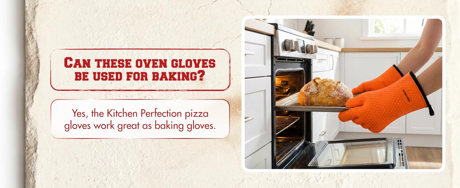 KITCHEN PERFECTION Silicone Pizza Oven Gloves -Extreme Heat Resistant Gloves
