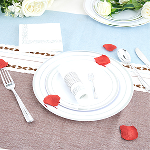 Silver Plastic Tableware Set