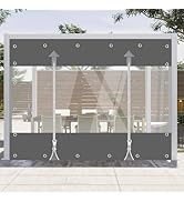 Clear Vinyl Curtains with Zippered Entry, Heavy Duty Waterproof Anti-UV and Tear-Resistant Tarpau...
