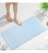 OLUFIA Non Slip Bathtub Mat | Blue Natural Silicone Bath Mat for Tub, Shower, Bath Mat for Daily ...