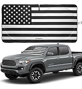 American Flag Windshield Sun Shade, High-Resolution Car Sun Shield with Mirror Cut-Out for Automo...