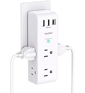 Surge Protector Outlet Extender - with Rotating Plug, 6 AC Multi Plug Outlet with 3 USB Ports (1 ...