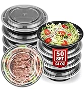 NEEBAKE 50 Sets 24oz Meal Prep Container - Reusable Plastic Food Storage Containers with Lids, Fi...