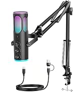 PUPGSIS Gaming Microphone for PC, USB Condenser Mic for PS4/5 and Mac, Noise Cancellation Compute...