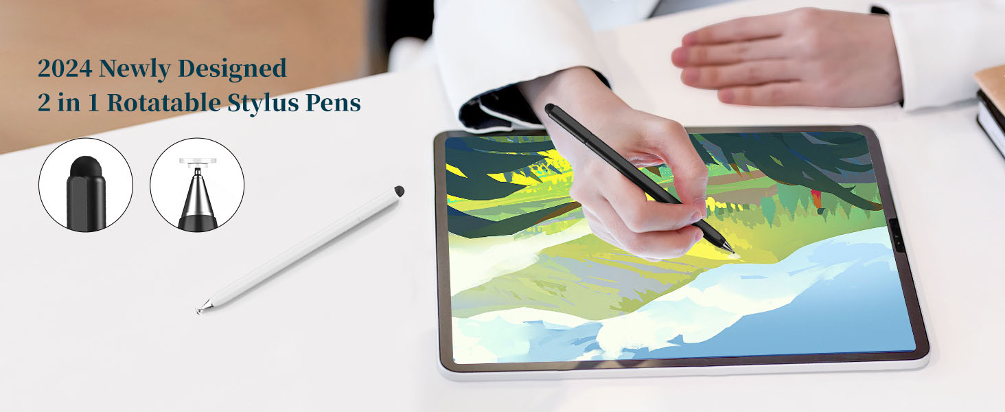 2 in 1 Rotatable Stylus Pens