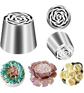 FANTEXY Extra Large Russian Piping Tip Food Grade Seamless Design Stainless Steel Rose Floral Noz...