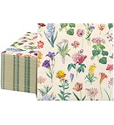 NatNarr 100 Pcs Floral Paper Napkins, 2-Ply Vintage Wildflower Cocktail Napkins Retro Decorative ...