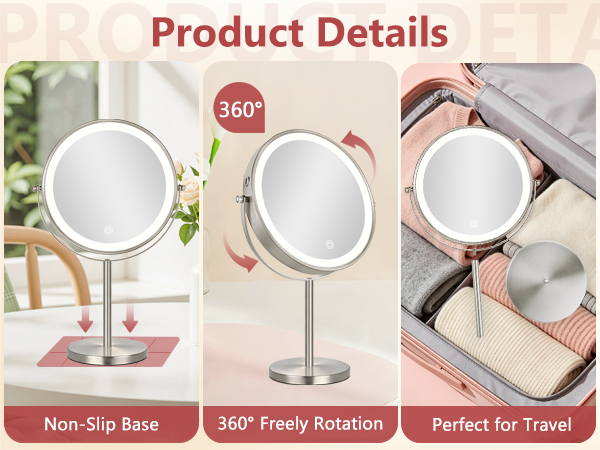 magnifying mirror with light