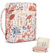 BTFLKNS Bible Cover for Women Floral Printing Bible Case, Bible Carrying Case with Handle & Zippe...