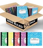 Rosmonde 50 Pack Bulk Composition Notebook Wide Ruled, 200 Pages (100 Sheets), 9-3/4 x 7-1/2