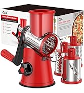 Cheese Grater Rotary, Rotary Grater for Kitchen, Kitchen Grater Vegetable Slicer with 3 Drum Blad...