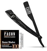 Facón Straight Razors for Men - Professional Barber Straight Edge Razor Kit with 100 Blades, Wood...