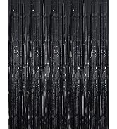 GOER 3.2 ft x 9.8 ft Black Photo Backdrop for Birthday Party Wedding Decor, 1 Pack Black Metallic...