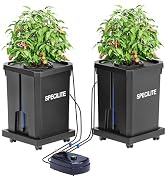 SPECILITE DWC Hydroponics Grow System with Top Drip Kit, 7 Gallon 2 Buckets Deep Water Culture Re...
