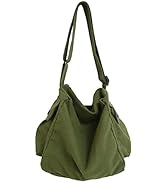KlaOYer Canvas Messenger Bag Large Hobo Bag School Crossbody Shoulder Bag Tote Bag with Pocket fo...