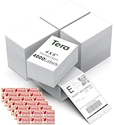 Tera Direct Thermal Labels 4x6: 4000 Fanfold Shipping Labels with Perforated Strong Adhesive Prin...