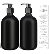 2Pcs Black Soap Dispenser, 16oz Black Plastic Dish Soap Dispenser Hand Soap Dispenser for Kitchen...
