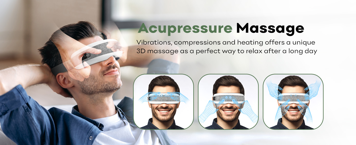 Acupressure Massage Vibrations, compressions and heating offers a unique 3D massage as a perfect way