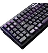 JSJT Purple PC Translucent Keycap - Black ABS Material Cherry Profile Keycaps, 210 Keys Shadow of...