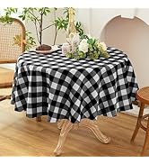 Essifunia Waterproof Plaid Tablecloth Fabric - Round 30 Inch Classic Gingham Checker Table Cloth ...