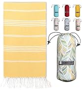 BAY LAUREL Turkish Beach Towel with Travel Bag 39 x 71 Quick Dry Sand Free Lightweight Large Over...